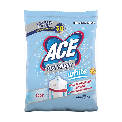 Отбеливатель Ace, Oxi Magic White, 200 г, порошок, для белого белья, кислородный, 80226266