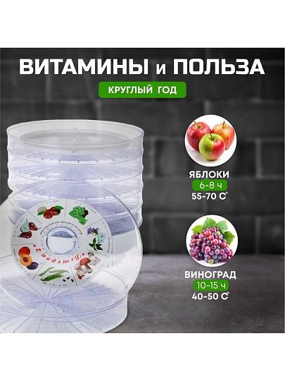 Сушилка для овощей, фруктов Ветерок-2 ЭСОФ-2-0,6/220-02, 6 поддонов, 600 Вт, + поддон для пастилы