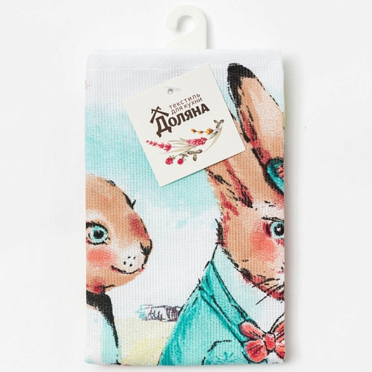 Полотенце кухонное 35х60 см, 160 г/м2, 100% хлопок, Доляна, Пасха, зеленое, Россия