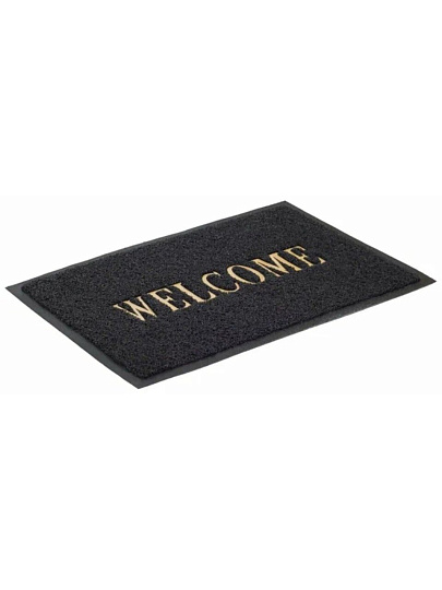 Коврик придверный, 60х90 см, прямоугольный, резина, черный, Spongy Welcome, Sunstep, 38-453
