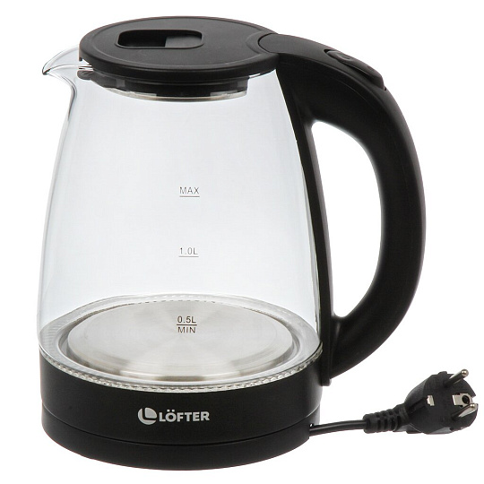 Чайник электрический Lofter, CX-K313-18M, 1.8 л, матовый, 1500 Вт, скрытый нагревательный элемент, стекло, пластик