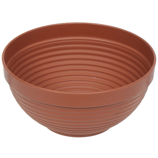 Горшок для цветов пластик, 2 л, 20х20х9.5 см, миска, терракотовый, Техпласт, Парма, 5PL0221