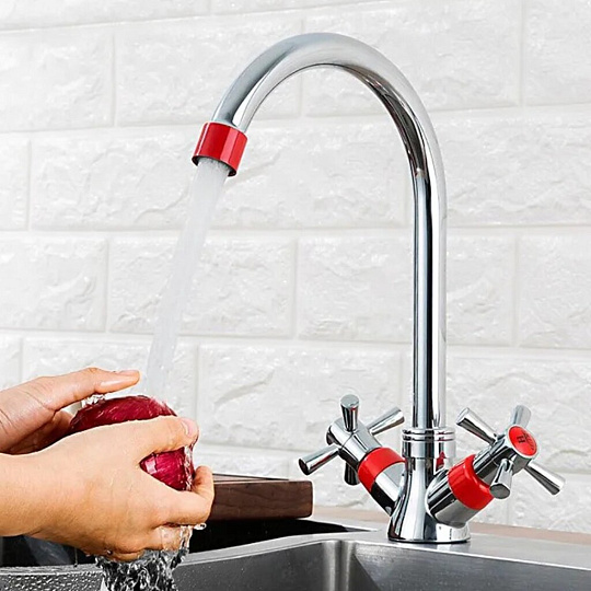 Смеситель для кухни, Frud, с кран-буксой, красный, R49118-10