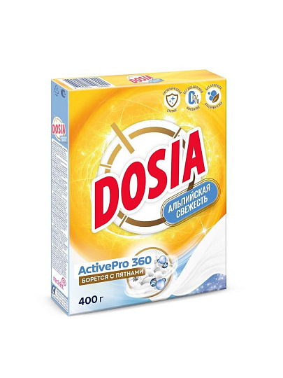 Стиральный порошок Dosia, 0.4 кг, автомат, для белого белья, Альпийская свежесть