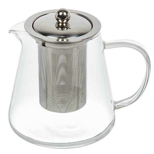 Чайник заварочный стекло, металл, 0.75 л, с ситечком, B050189