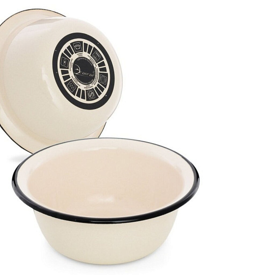 Салатник эмалированная сталь, круглый, 16.6х6.6 см, 0.8 л, индукция, Жемчужная, Эстет, ЭТ-72974, бежевый