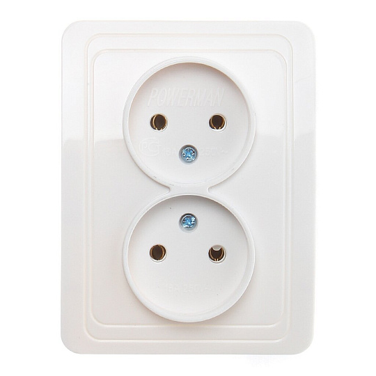 Розетка скрытой установки двухместная Powerman Classic 2102 белая