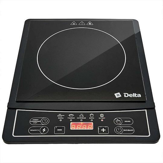 Плита электрическая Delta, D-301N, 2000 Вт, 1 конфорка, индукционная, керамика, 5 программ, черная