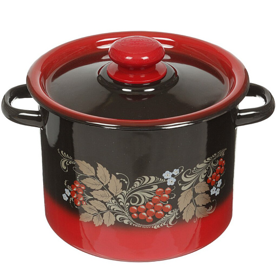 Кастрюля эмалированная сталь, 3.5 л, с крышкой, крышка сталь, цилиндрическая, Сибирские товары, С1612.38, в ассортименте