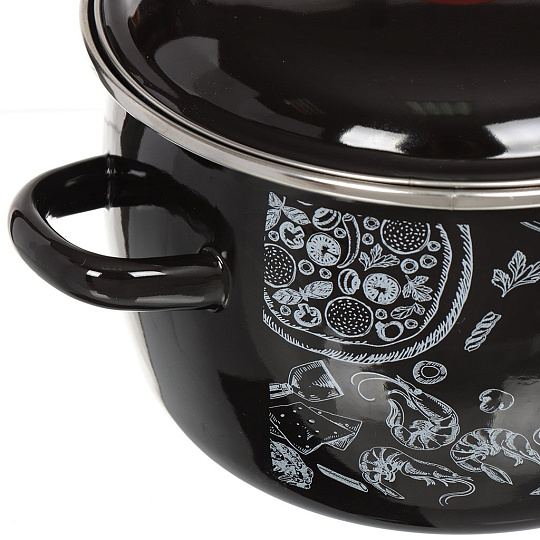 Кастрюля эмалированная сталь, 2 л, крышка сталь, Appetite, Chilli, 1МС161Р, черная, индукция