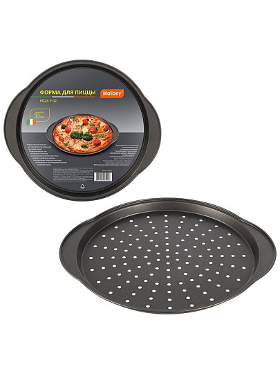 Форма для запекания сталь, 33 см, антипригарное покрытие, круглая, Mallony, Pizza P-02, 008572