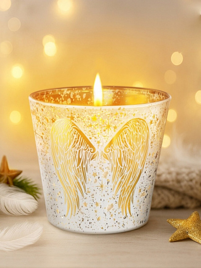 Свеча ароматизированная, 8.5х9х9 см, в стакане, Bartek Candles, Королевские крылышки, 115 гр