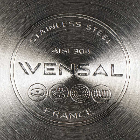 Кастрюля нержавеющая сталь, 3.6 л, крышка стекло, круглая, Vensal, Nouve Accord, VS1517, индукция