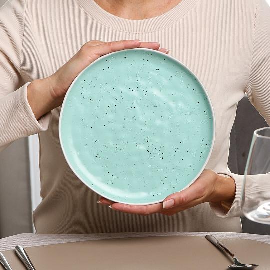 Тарелка десертная, керамика, 20.6 см, круглая, Colors, Domenik, DMD301, бирюзовая