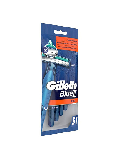 Станок для бритья Gillette, Blue2 Plus, для мужчин, 2 лезвия, 5 шт, одноразовые