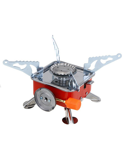 Плита газовая портативная, 1 конфорка, 12х12х10 см, для цанговых баллонов, пьезо, Рокот, 116-066