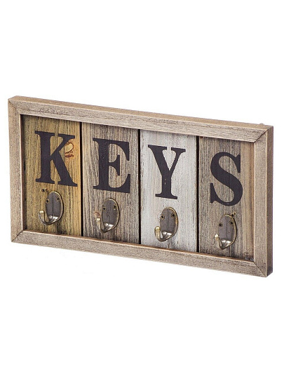 Ключница 31х16х3.5 см, МДФ, металл, 4 крючка, Y4-5306