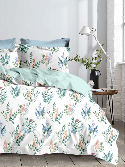 Постельное белье 2-спальное, простыня 200х215 см, 2 наволочки 70х70 см, пододеяльник 175х215 см, Майская ночь, микросатин, Италия, SJT2502-2