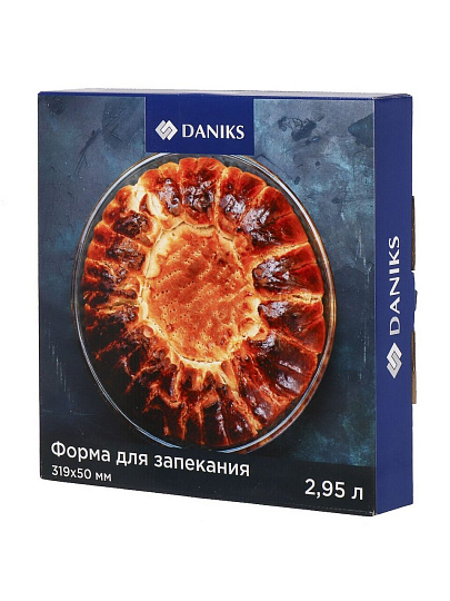 Форма для запекания стекло, 31.9х31.9х5 см, 2.95 л, круглая, Daniks, 45214