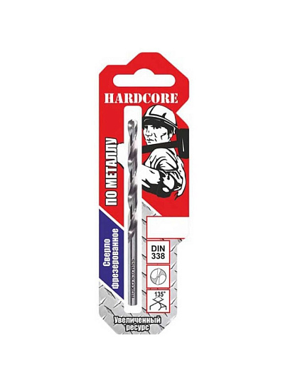 Сверло по металлу, фрезерованное с шаговой заточкой, Hardcore, Step Cutter, диаметр 9.5х125 мм, цилиндрический хвостовик, 140095