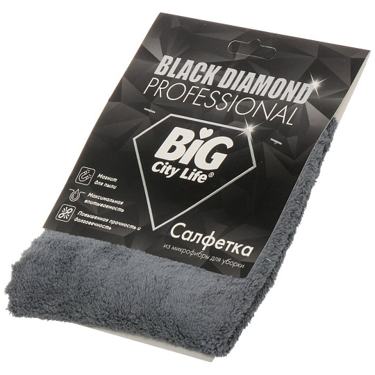 Салфетка бытовая для уборки, микрофибра, 30 х 30 см, Big City Life, Black Diamond, 14410542