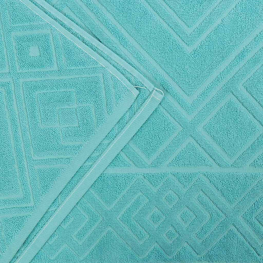 Полотенце банное 50х90 см, 100% хлопок, 450 г/м2, жаккард, Ромбы 4444, Авангард, тишина, голубое, 241, Россия