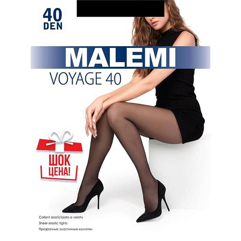 Колготки Malemi, Voyage, 40 DEN, р. 4, nero/черные, с шортиками и прозрачным мыском