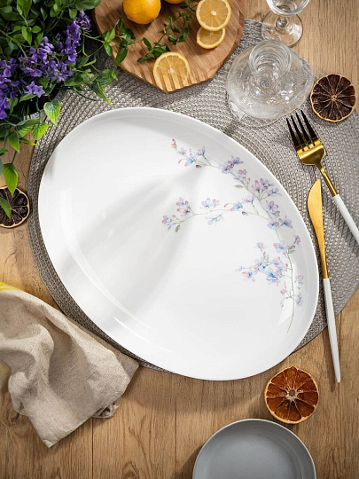 Блюдо стеклокерамика, овальное, 20 см, белое, Флер, Daniks, LPKYP-130/ 220804