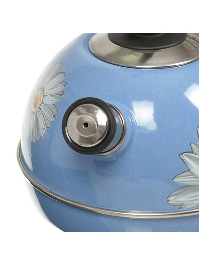 Чайник сталь, эмалированное покрытие, 3.5 л, со свистком, декор в ассортименте, ручка консольная, Рубин, Клубника с ромашкой, синий туман, T04/35/08/05/14