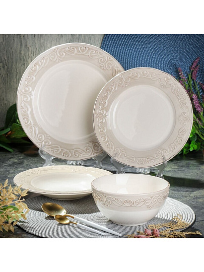 Тарелка обеденная, керамика, 27 см, круглая, Антика, Daniks, HMN230212B-D/P