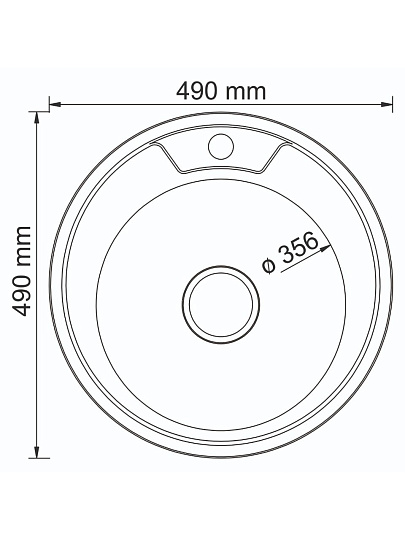 Мойка кухонная врезная, Mixline, нержавеющая сталь, 490 мм, 0.6 мм