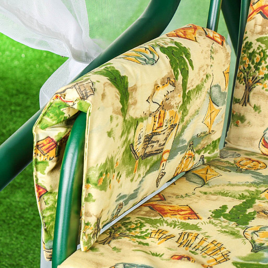 Качели садовые 3-местные, 170х53х165 см, 300 кг, Генуя, раскладываются в кровать, с москитной сеткой, зеленые, A45G.Т325, металл