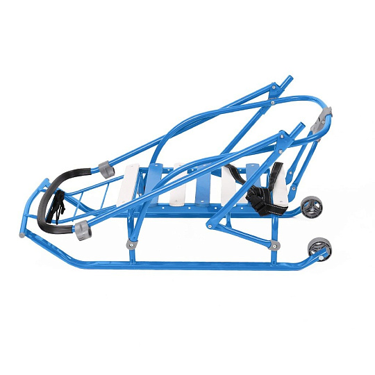 Санки Nikki 2, N2/Г2, складная ручка, спинка, колесо, ремень безопасности, голубые, Nika