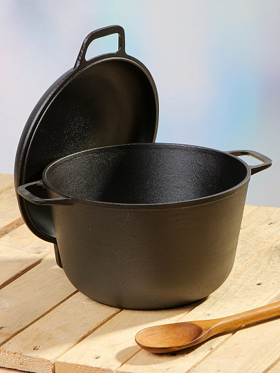 Кастрюля чугун, 6 л, крышка чугун, с дужкой, Гардарика, 1306-4, индукция