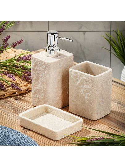 Мыльница настольная, Fora, Stone Natural, полирезина, FOR-STN036NAT