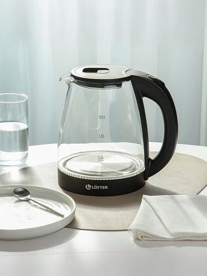 Чайник электрический Lofter, CX-K313-18M, 1.8 л, матовый, 1500 Вт, скрытый нагревательный элемент, стекло, пластик