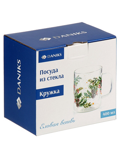Кружка стекло, 400 мл, Еловая ветвь, 8х10 см, Daniks