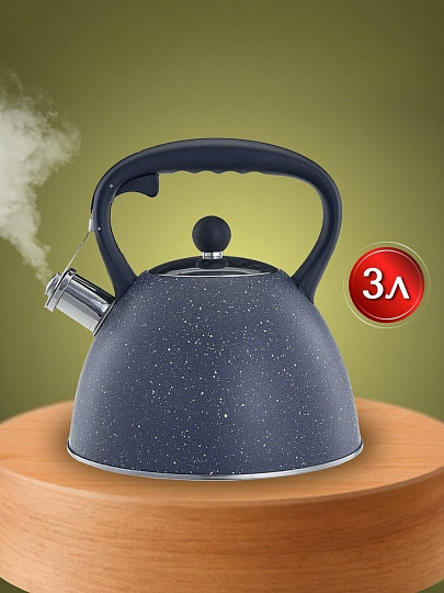 Чайник нержавеющая сталь, 3 л, со свистком, матовый, ручка бакелитовая, Alpenkok, индукция, AK-534