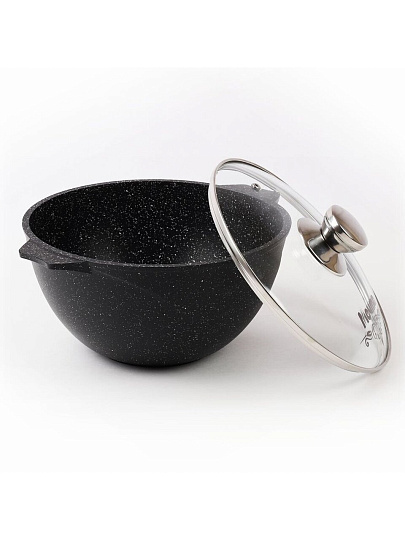 Казан алюминий, антипригарное покрытие, 4 л, Гранит black, с крышкой, Мечта, 54802