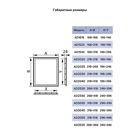 Люк ревизионный пластик, 218х318 мм, нажимной, 196х296, фланец, Auramax, Эра, AD