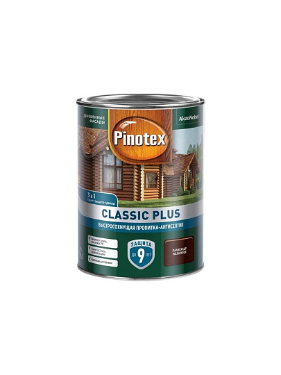 Пропитка Pinotex, Classic Plus, для дерева, антисептик, палисандр, 0.9 л