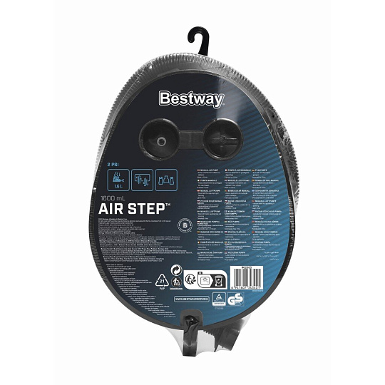 Насос воздушный для надувания и сдувания, ножной, 1.6 л, 3 насадки, Bestway, Air-Step, 62005