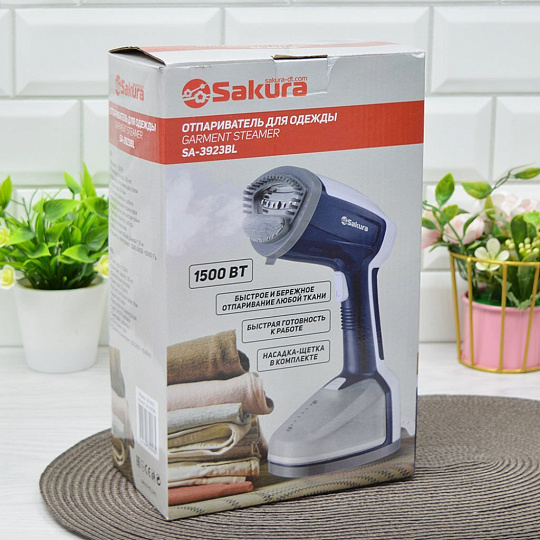 Отпариватель Sakura, 1500 Вт, 0.3 л, бело-синий, SA-3923BL