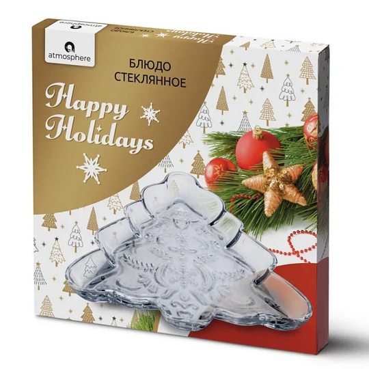 Блюдо стекло, для сервировки, фигурное, 22х21х2 см, Happy Holidays, Atmosphere, AT-K1174