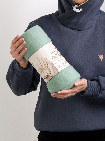 Плед 1.5-спальный, 110х150 см, флис, 100% полиэстер, Silvano, зеленый однотонный