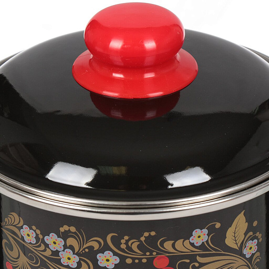 Кастрюля эмалированная сталь, 2 л, с крышкой, крышка сталь, цилиндрическая, СтальЭмаль, Рябина, 7RD161M/7RD161S, индукция