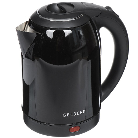 Чайник электрический Gelberk, GL-331, черный, 2 л, 2000 Вт, скрытый нагревательный элемент, металл