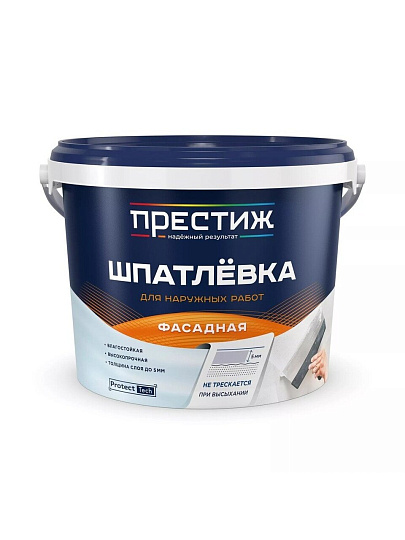 Шпатлевка Престиж, акриловая, универсальная, фасадная, для наружных работ, 3 кг