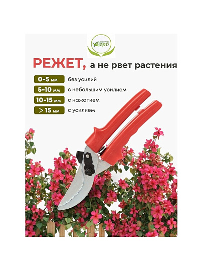 Секатор универсальный, 220 мм, с зубчиками, Инструм-Агро, 010105