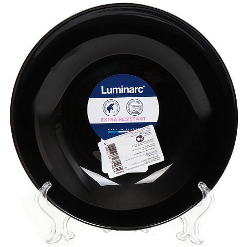 Тарелка суповая, стеклокерамика, 20 см, круглая, Diwali Noir, Luminarc, P0787, черная